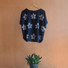 Load image into Gallery viewer, Blue Flowers - Soft Shibori Cotton Top