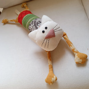 Patches the kitty – Upcycled handmade soft toy (4"/20")