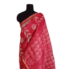 Load image into Gallery viewer, Red Blossom  - Tussar silk Shibori saree