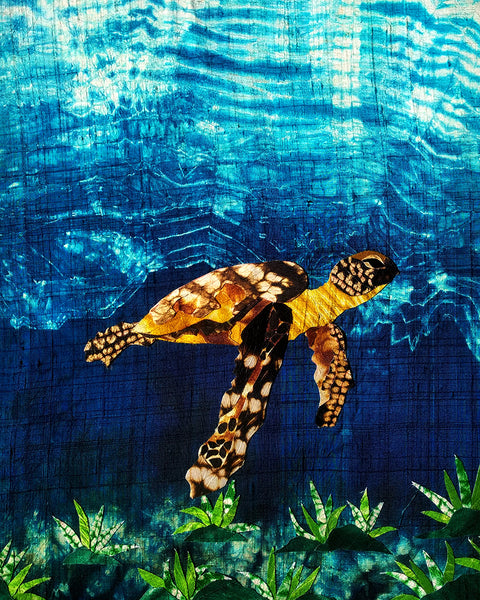 Sea Turtle - Shibori Art Piece(20" by 16")