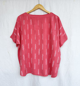Pink lines - Soft Shibori Cotton Top