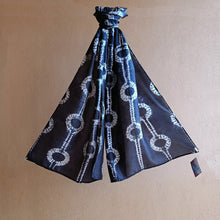 Load image into Gallery viewer, Black Orbs -  Silk Shibori Stoles (22 inches by 80 inches)
