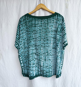 Green Ripples - Soft Shibori Cotton Top