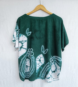 Green Bouquet - Soft Shibori Cotton Top
