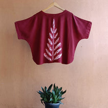 Load image into Gallery viewer, Maroon Leaves - Soft Shibori Cotton Top