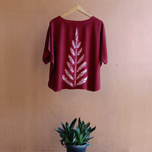 Load image into Gallery viewer, Maroon Leaves - Soft Shibori Cotton Top