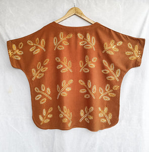 Yellows Leaves - Soft Shibori Cotton Top