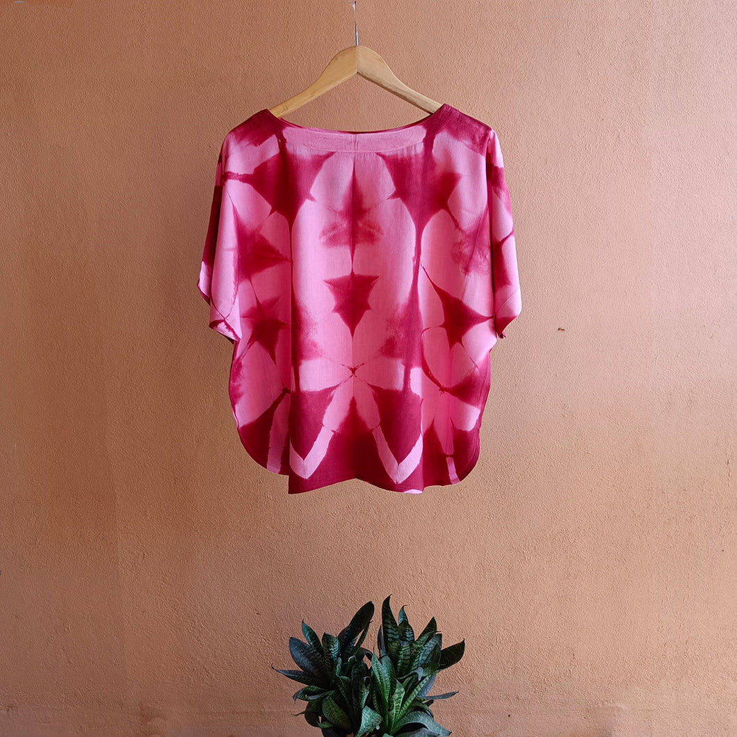 Pink Rose - Soft Shibori Cotton Top
