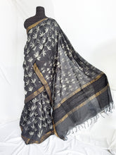 Load image into Gallery viewer, Black Bloom - Tussar silk shibori saree with blouse