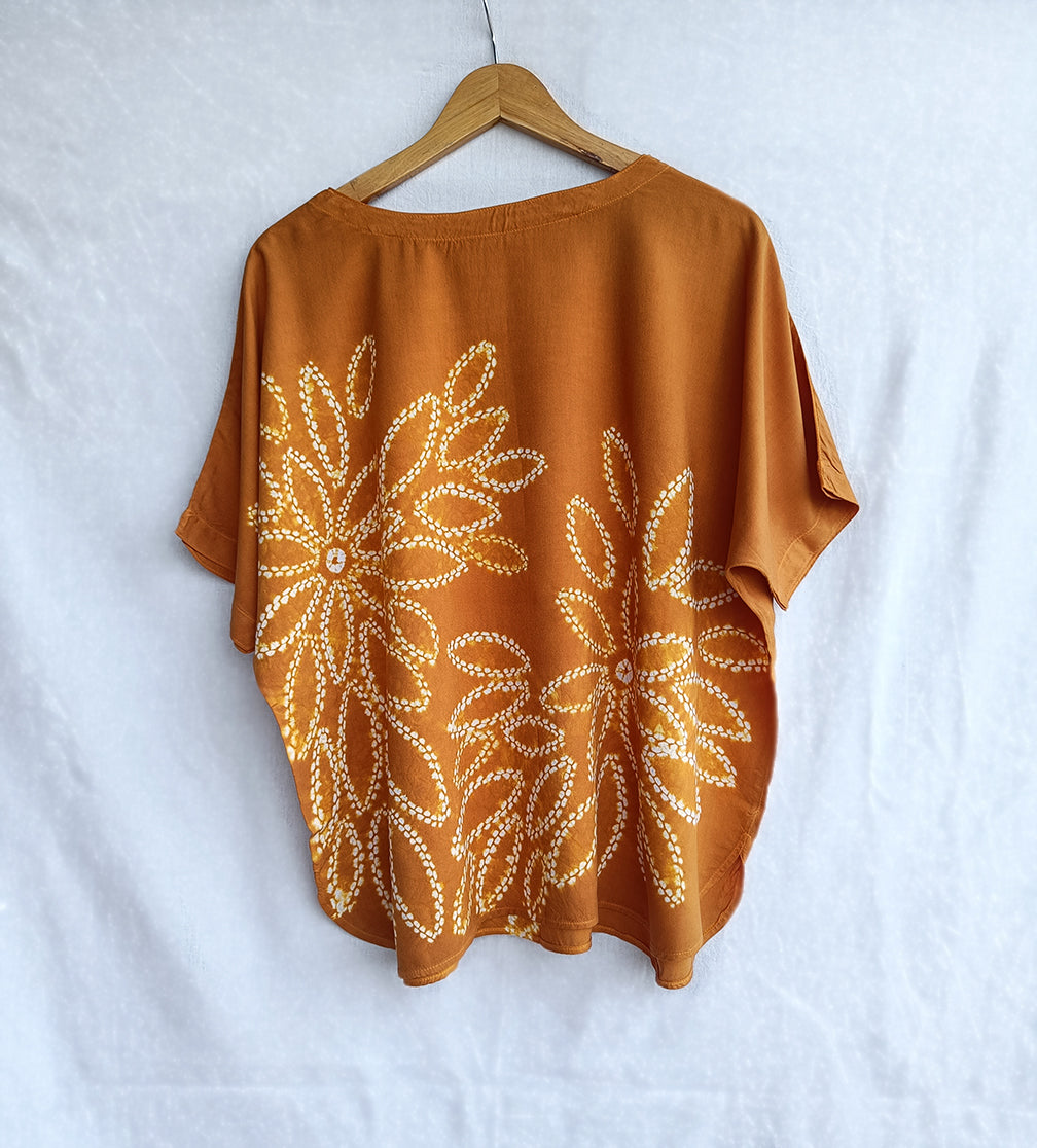Orange Slices - Soft Shibori Cotton Top