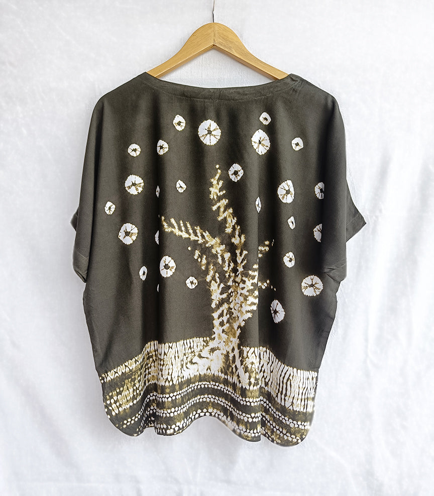 Tree of life (Brown) - Soft Shibori Cotton Top