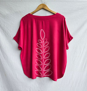 Pink Foliage - Soft Shibori Cotton Top