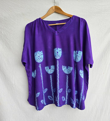 Deep Purple - Soft Shibori Cotton Top