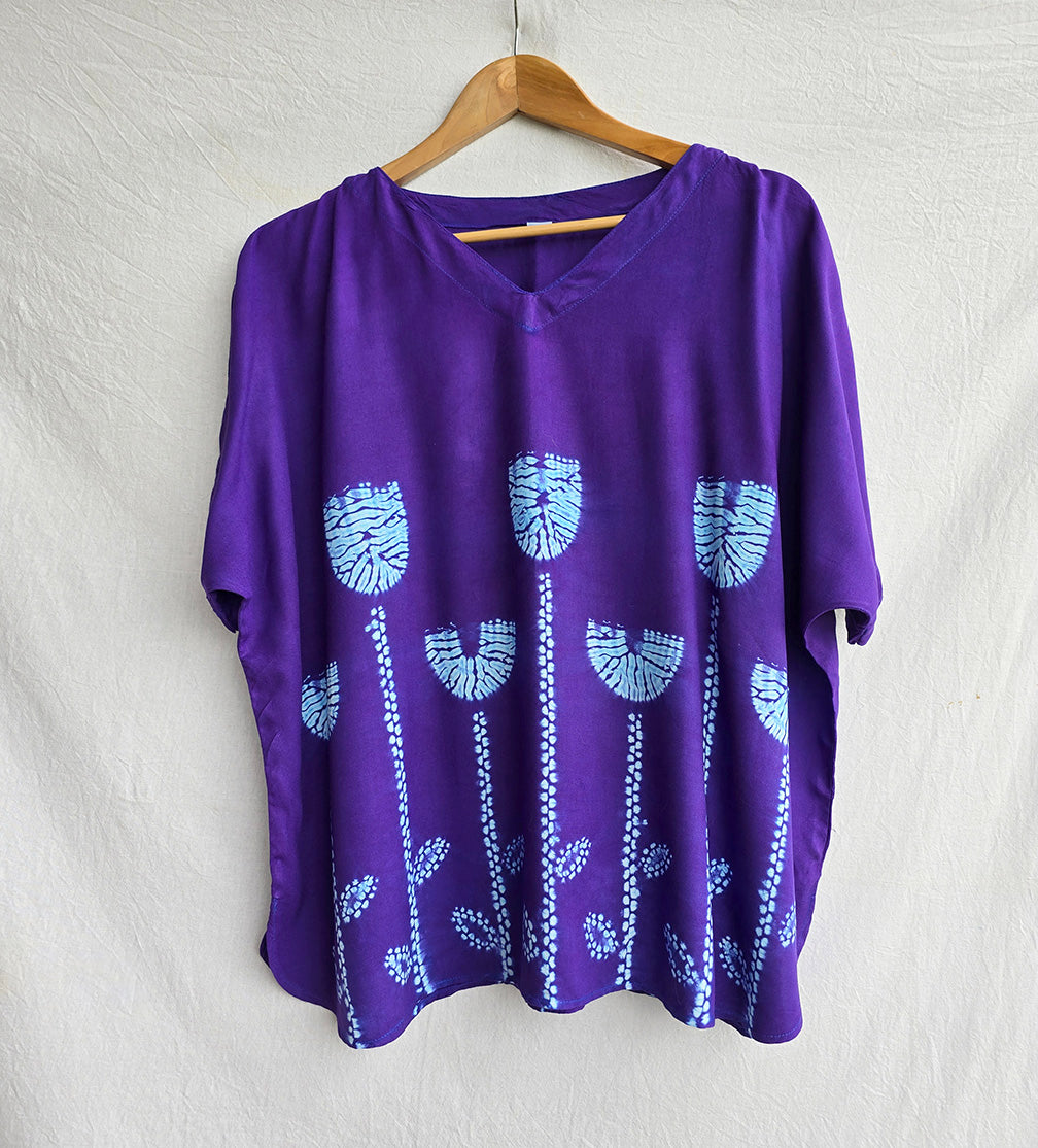 Deep Purple - Soft Shibori Cotton Top