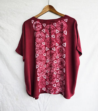 Red Mosaic - Soft Shibori Cotton Top