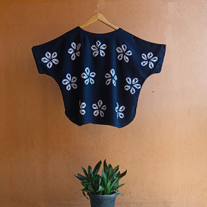 Blue Flowers - Soft Shibori Cotton Top