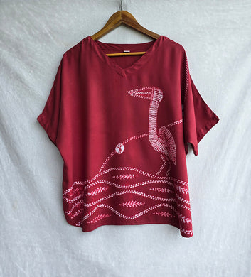 Red Stork - Soft Shibori Cotton Top