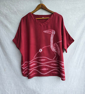 Red Stork - Soft Shibori Cotton Top
