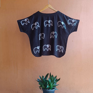 Elephants - Soft Shibori Cotton Top