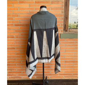 Black Shards - Cotton Shibori Cape