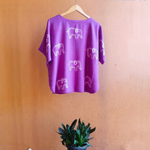 Load image into Gallery viewer, Purple Elephants  - Soft Shibori Cotton Top