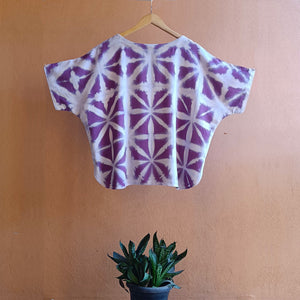 Purple Geometry - Soft Shibori Cotton Top