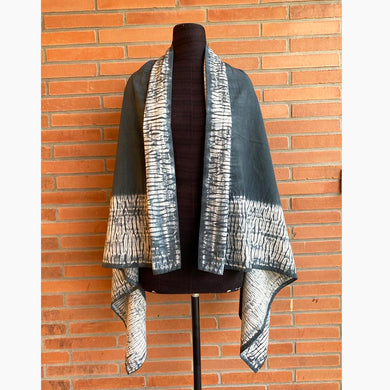 Charcoal - Cotton Shibori Cape