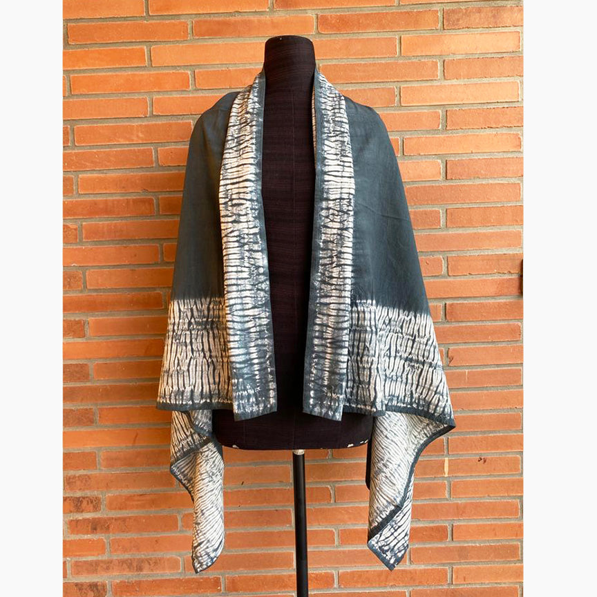 Charcoal - Cotton Shibori Cape