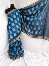 Load image into Gallery viewer, Cool Ferns - Tussar Silk Shibori Saree
