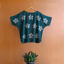 Load image into Gallery viewer, Deep Green flowers - Soft Shibori Cotton Top