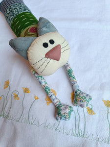 Greebo the Kitty – Upcycled handmade soft toy (4"/20")