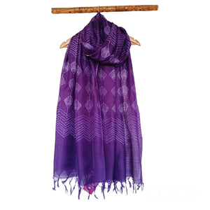 Deep Purple - Tussar Silk Shibori Dupatta