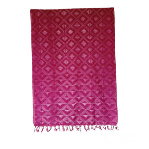 Rosy Geometry - Tussar Silk Shibori Dupatta