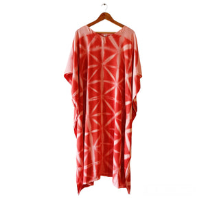 Red Triangles - Cotton Shibori Kaftan