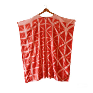Red Triangles - Cotton Shibori Kaftan