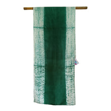 Load image into Gallery viewer, Deep forest green-  Silk Shibori Stoles (22 inches by 80 inches)