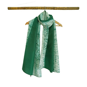 Deep forest green-  Silk Shibori Stoles (22 inches by 80 inches)