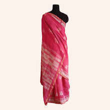 Load image into Gallery viewer, Pink Lotus - Tussar silk Shibori saree