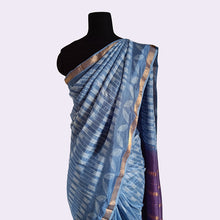 Load image into Gallery viewer, Deep blue and Purple - Mangalgiri Pattu Silk Shibori Saree