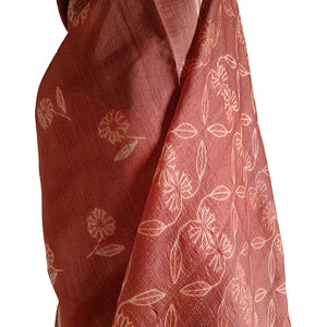 Orange Brown - Tussar silk shibori saree with blouse