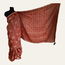 Load image into Gallery viewer, Orange Brown - Tussar silk shibori saree with blouse