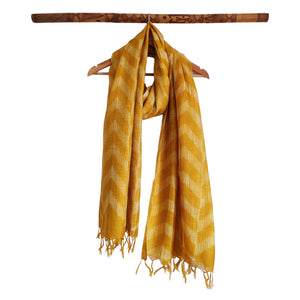 Golden Yellow - Tussar Silk Shibori Dupatta