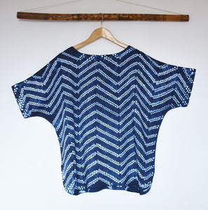 Indigo tracks - Soft Shibori Cotton Top