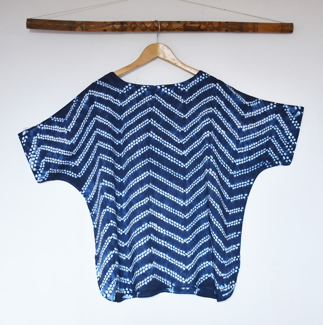Indigo tracks - Soft Shibori Cotton Top