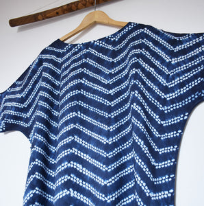 Indigo tracks - Soft Shibori Cotton Top