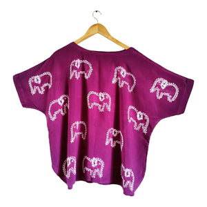 Purple Elephant - Soft Shibori Cotton Top