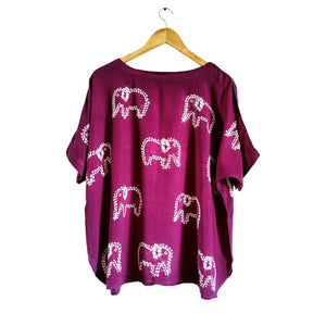 Purple Elephant - Soft Shibori Cotton Top