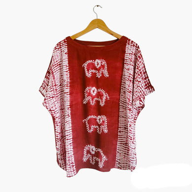 Herd of Elephants - Soft Shibori Cotton Top