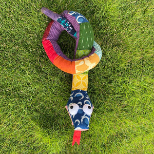 Handmade Patchwork stuffed toy snake – 105 cm long