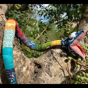 Handmade Patchwork stuffed toy snake – 105 cm long
